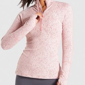 Gymshark small dusty pink Fleur texture Half zip pullover